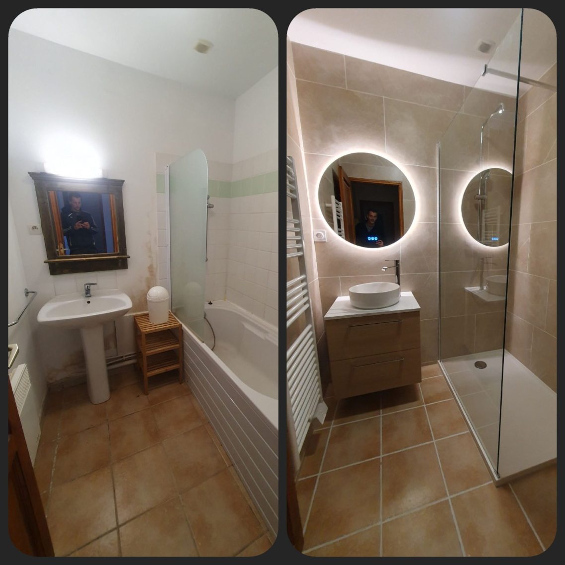 Rénovation salle de bain à Serra-di-Ferro Première rénovation d'une salle de bain sur le secteur de Serra-di-Ferro, à la résidence de Alba Rossa